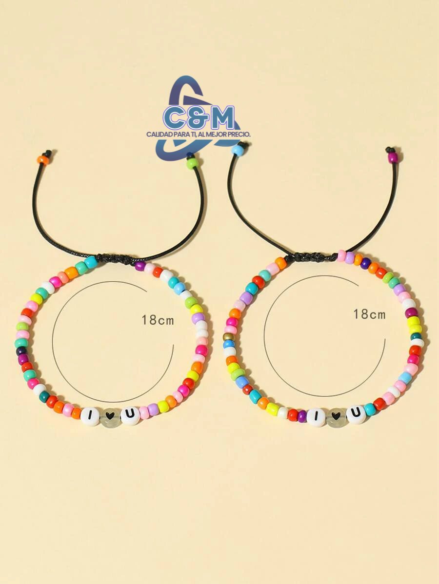 LIQUIDACION PULSERAS DE COLORES CON LETRAS I U P17